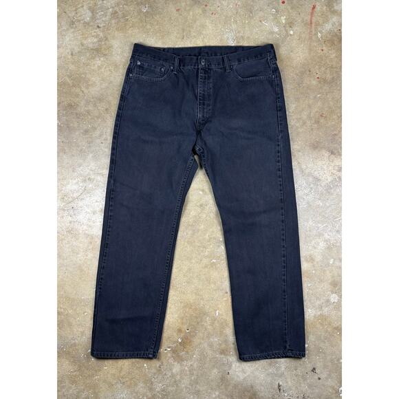 Levi’s‎ 505 Black Men’s Jeans Size 39x31.5 Straight Fit Denim - Picture 1 of 9